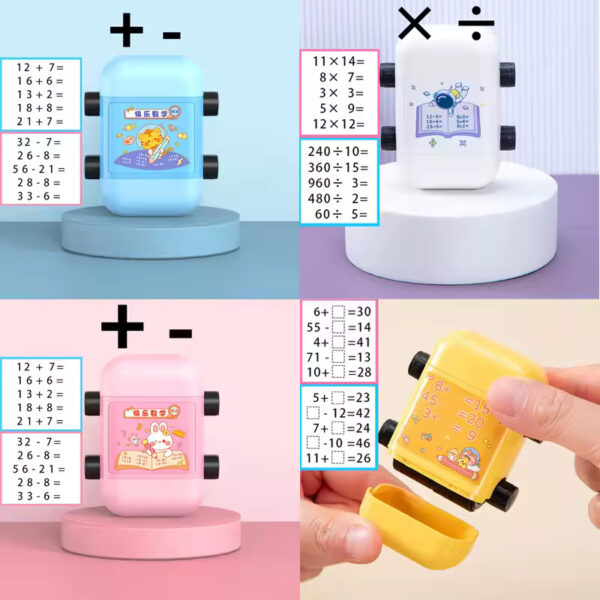 2-in-1 Teaching Stamp – Fill-in-the-Blank & Digital Math Roller Stamp for Reusable Math Practice | Perfect for Kids Learning