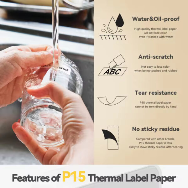 P15 Mini Thermal Label Printer – Handheld Label Maker Similar to D11/D110/D101 | Perfect for Adhesive Label Tape