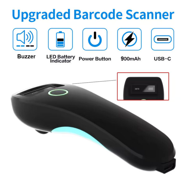 Mini 2D Barcode Scanner – Wireless Bluetooth & 2.4G | Pocket QR Code Reader for iOS, Android, PC & Mobile Payments