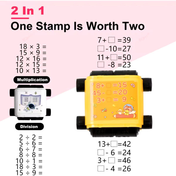 2-in-1 Teaching Stamp – Fill-in-the-Blank & Digital Math Roller Stamp for Reusable Math Practice | Perfect for Kids Learning