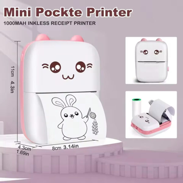 Mini HD Portable Bluetooth Thermal Printer – Inkless Pocket Printer for Notes, Labels & Students | Easy & Error-Free Printing