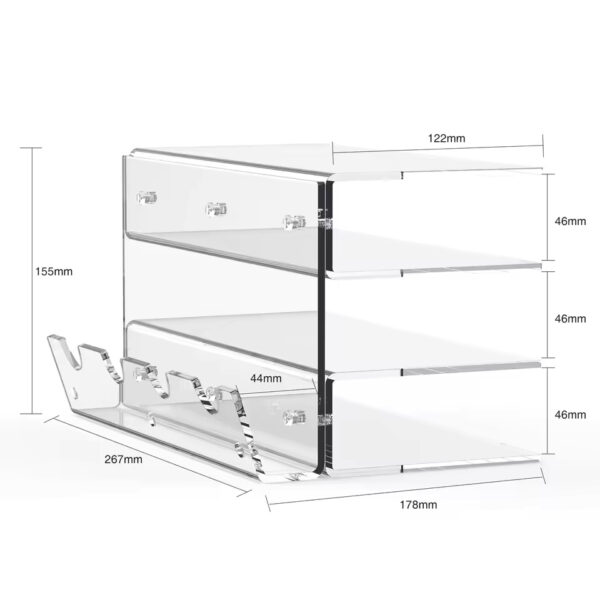 Acrylic Keyboard Plate Display Stand – 3-Tier Ergonomic Storage for Mechanical Keyboards & Mouse | Stylish Transparent Holder